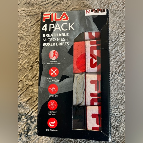 New Fila 4 pack Breathable Micro Mesh Boxer Briefs - Picture 1 of 4